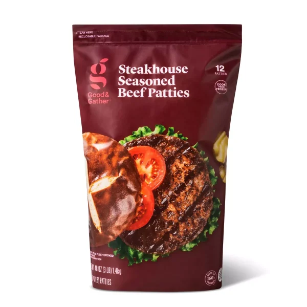 Steakhouse Seasoned Beef Burger Patties - Frozen